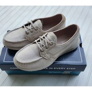 Skechers Go Walk‎ Lite Isla Taupe Boat Shoes 15433 Womens 9 Loafers Goga Mat